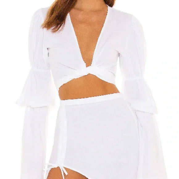 Bananhot X REVOLVE Tie Front Top in white - Picture 3 of 12